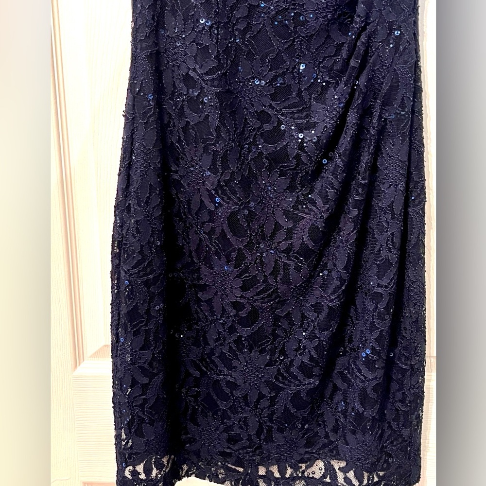LIKE NEW & Gorgeous! Ralph Lauren Midnight Blue Lace Dress - Picture 4 of 9
